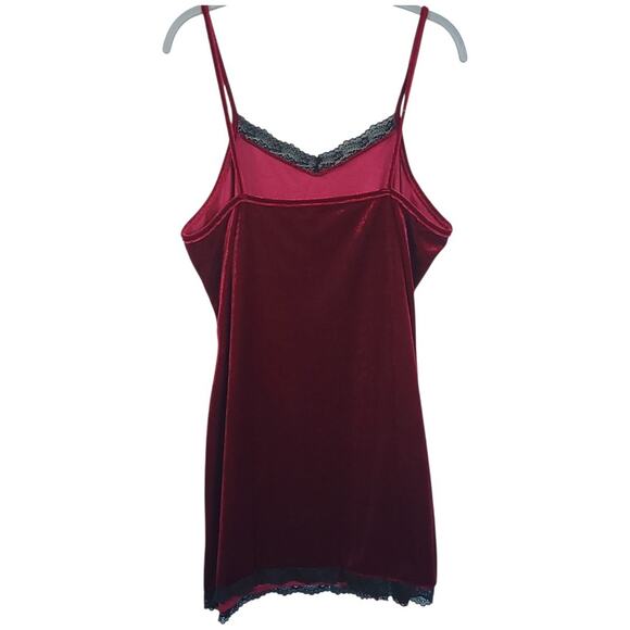 Burgundy Velvet XL Slip Dress Lace Trim Vampire Goth Whimsigoth Baddie Edgy - Picture 2 of 10